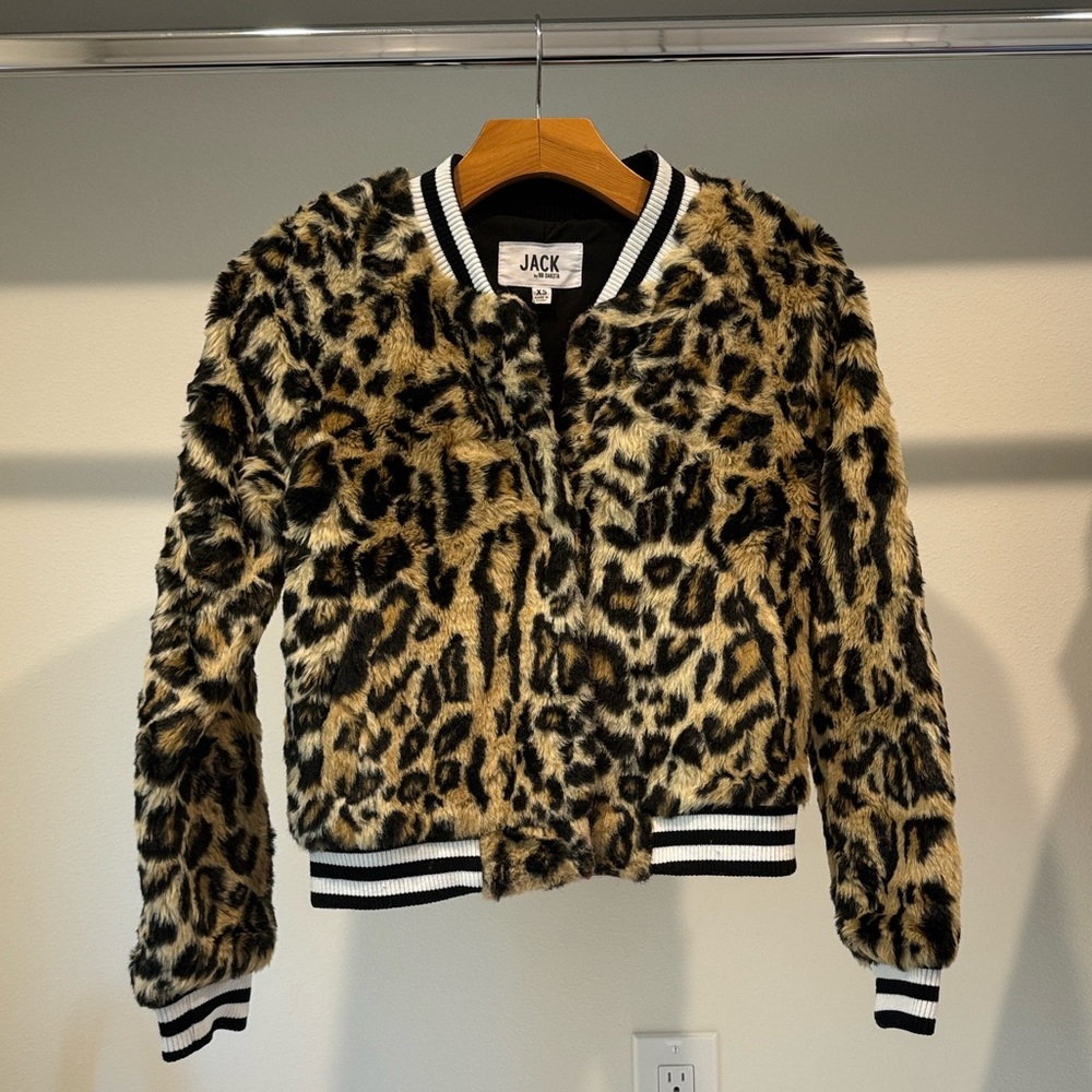 BB Dakota Leopard Print Faux Fur Jacket